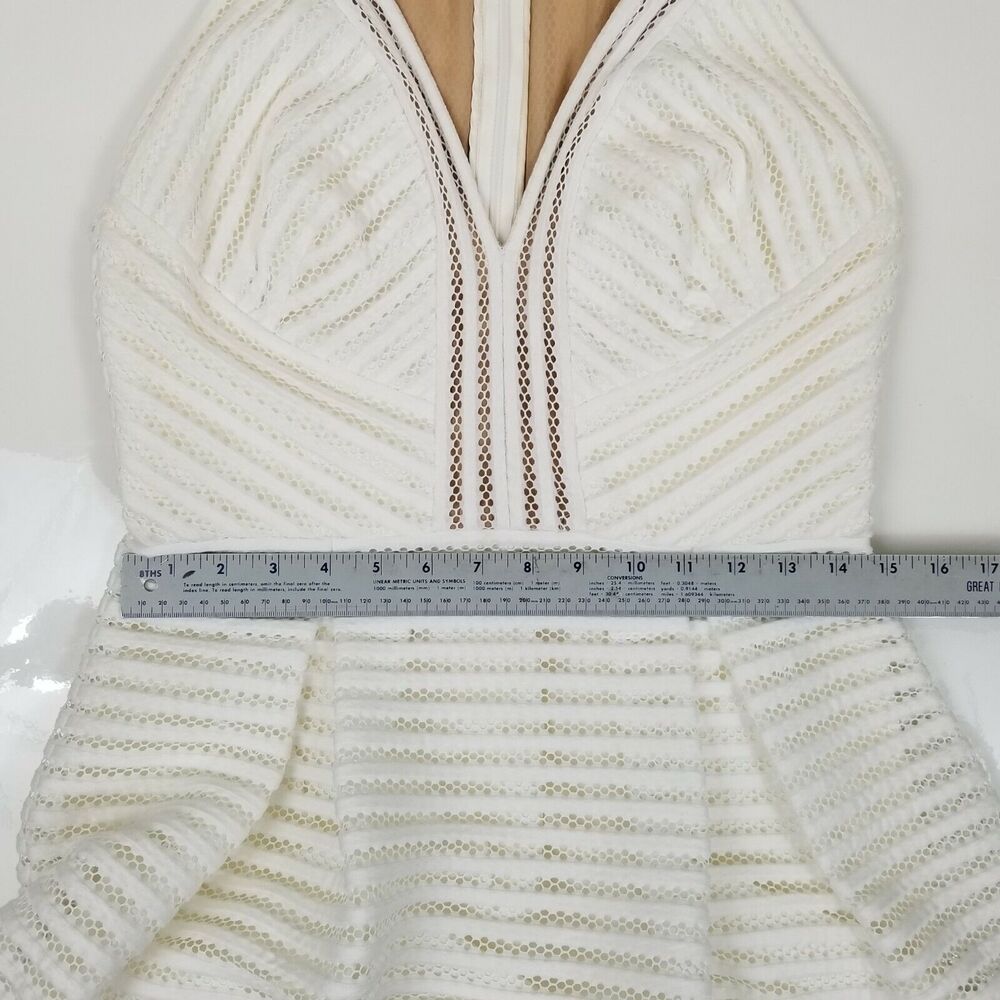 Carmen Marc Valvo Textured Stripes A-Line Off White Dress Sz 6 NWT $595 D0 - Picture 5 of 9
